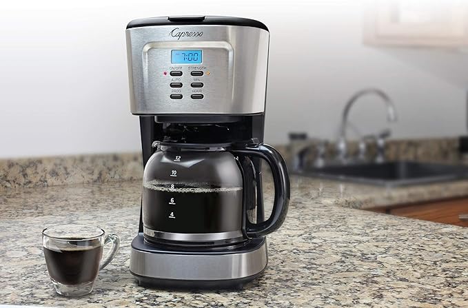 Capresso 12-Cup Coffee Maker with Glass Carafe, Stainless and Black 416.05