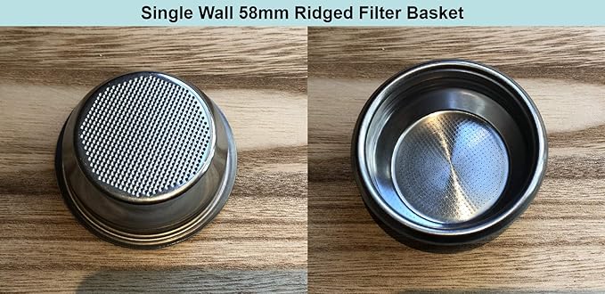 58mm E61 Precision Filter Ridged Basket Stainless Steel Portafilter Basket Espresso Compatible 58MM Portafilter FilterBasket Double Cup Coffee Replacement