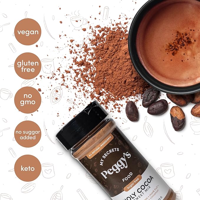 My Secrets Peggy's Food Holy Cocoa Powder - Premium 100% Natural Unsweetened Pure Cacao for Coffee, Smoothies & Desserts - Rich Dark Chocolate Flavor, Vegan, Keto, No Additives - 4 Oz