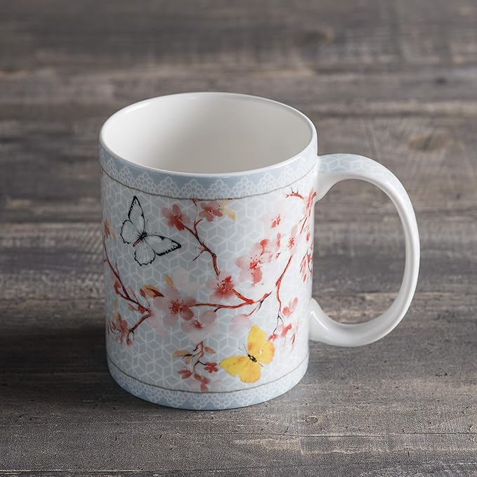 Maison d' Hermine Coffee Mug with Handles Fine Bone China Mugs Pack of One Tea Cups for Hot Beverages Cappuccino Latte Home Restaurant Office Perfect for Gift (Blossoms In Spring - Sakura, 15 Ounce)