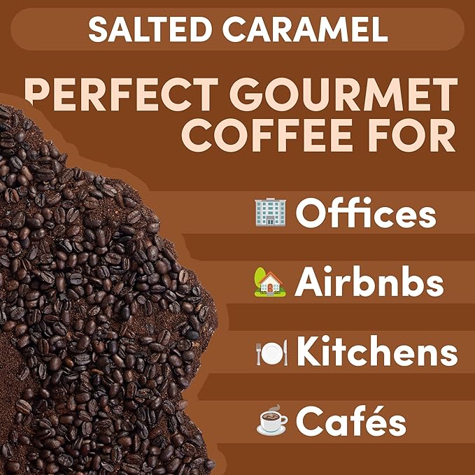 Salted Caramel Ground Coffee | Flavored Coffee Medium Roast | Sweet & Smooth Caramel with Sea Salt | Gourmet Specialty Grade | 12 oz