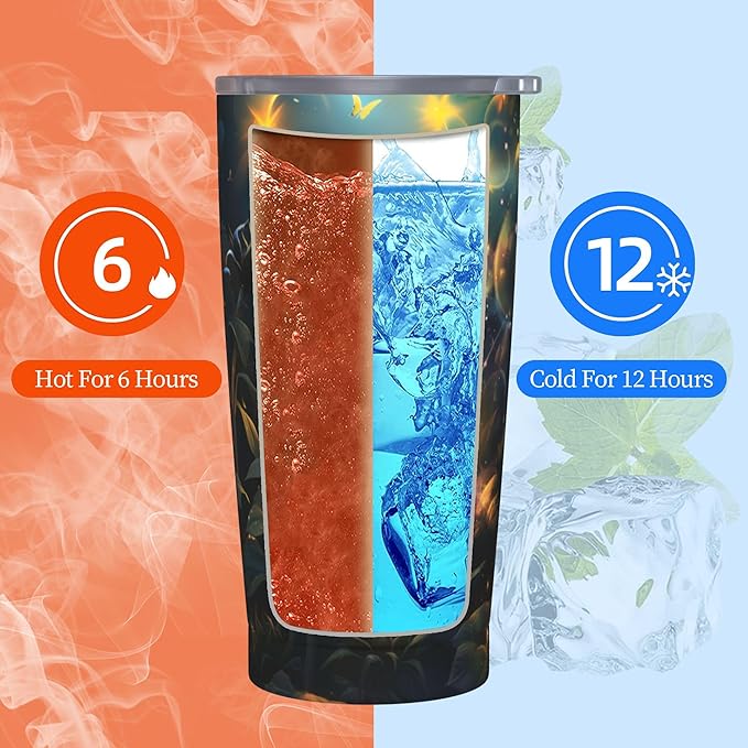 Sunflower Tumbler with Lid and Straw 20oz Coffee Tumblers Leakproof Stainless Steel Travel Mug Vacuum Insulated Cup for Iced and Hot