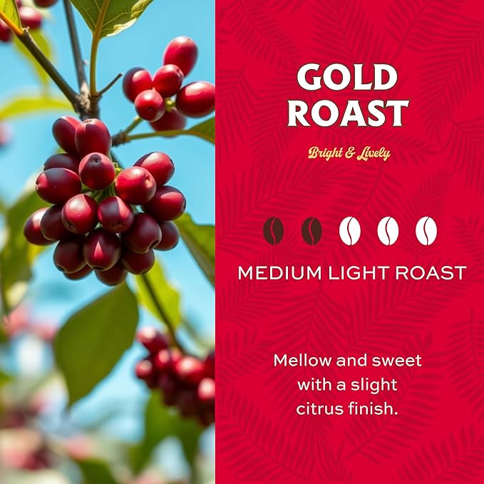 Lion Coffee Gold Roast Ground Coffee, Medium-Light Roast, A Taste of Aloha - 24 Ounce Bag