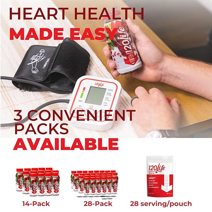 120/Life Blood Pressure Support, Beet Root Juice, Pomegranate Extract, Cranberry Juice, Tart Cherry, Hibiscus, and Magnesium (8 Fl Oz, Pack of 14) - Gluten-Free & Vegan