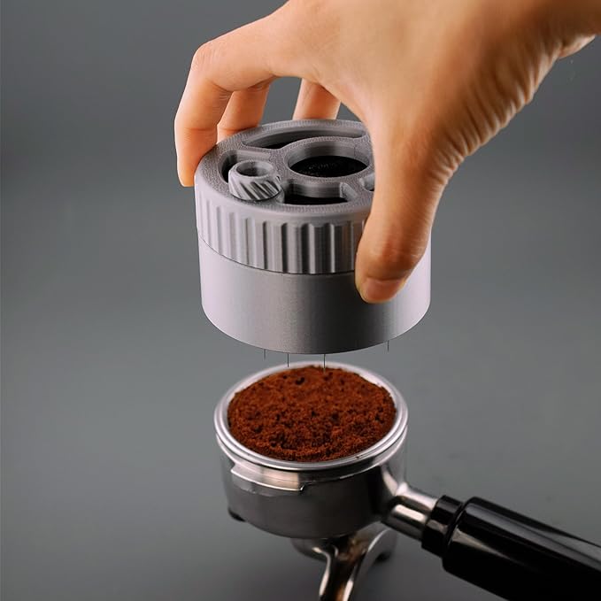 Spirographic Planetary Gear Spinning Espresso WDT Tool, Espresso Needle Stirrer, Espresso Distribution Tool For 58/54/53/51MM Portafilter Baskets (Silver and Black, 51mm)
