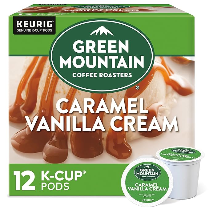 Green Mountain Coffee Roasters Caramel Vanilla Cream Keurig Single-Serve K-Cup pods, Light Roast Coffee, 12 Count