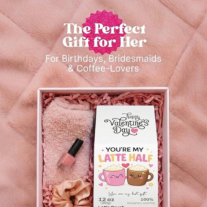 Latte Crush - Friending 12 oz Whole Bean Coffee, Medium Roast – Small Batch Roasted Fine Arabica Beans, Brazilian Single Origin – Made in USA – Valentine’s Coffee Gift with Private QR Love Message