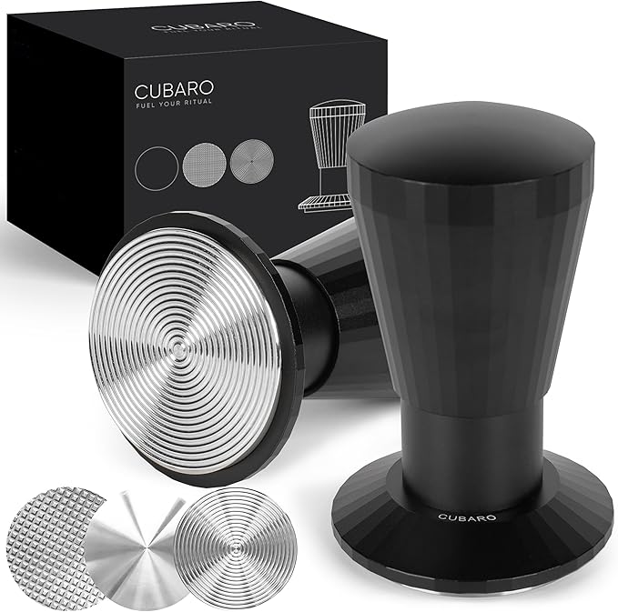 Calibrated Espresso Tamper with 30lb Click Feedback – 3 Interchangeable Bases for Custom Tamping (Convex, Grooved, Waffle) – Ergonomic Handle – Fits 54mm Breville-Compatible Portafilters