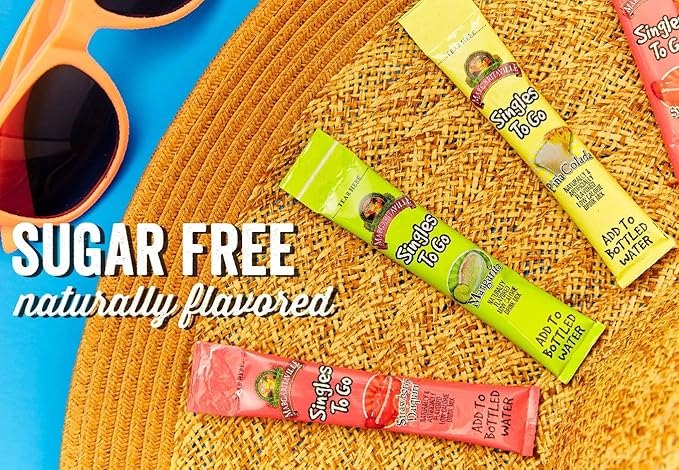 Margaritaville Singles To Go Water Drink Mix - Margarita Flavored, Non-Alcoholic Powder Sticks (3 Boxes with 6 Packets Each - 18 Total Servings)