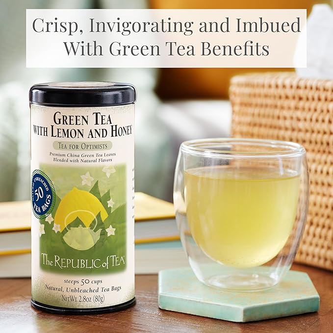 The Republic of Tea – Green Tea with Lemon and Honey Tea Bags, Low Caffeine, 250 Servings