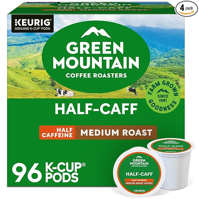 Green Mountain Coffee Roasters Half Caff Coffee, Keurig Single-Serve K-Cup pods, Medium Roast, 96 Count