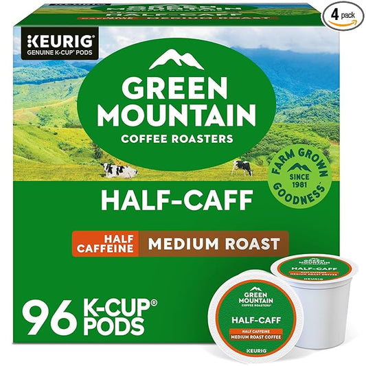 Green Mountain Coffee Roasters Half Caff Coffee, Keurig Single-Serve K-Cup pods, Medium Roast, 96 Count