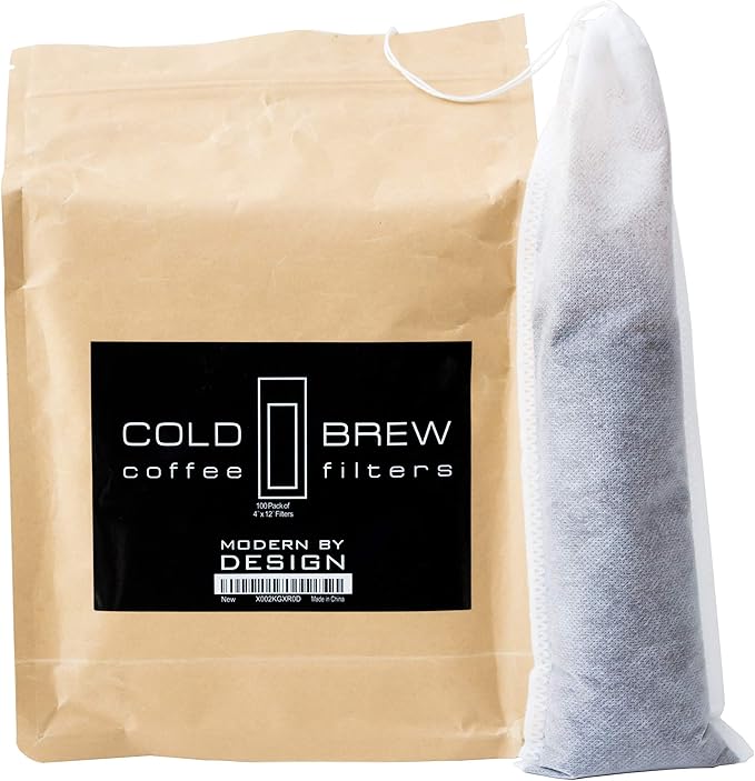 Modern By Design 100 Pack 4" x 12" Cold Brew Coffee Filter, Disposable Mesh Brewing Sock for Concentrate Coffee/Tea, Use with Flasks, Bottles, Mason Jars, etc., Strong Design and No Mess