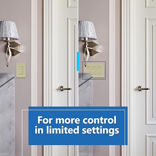 LIDER Minimalist Design Matte Finish Lighted Triple Switch with Screwless Wall Plate, Combination Frameless Decorator Switch with Locator Light, Ground Terminal Single Pole, 15A 120V, UL Listed, Ivory