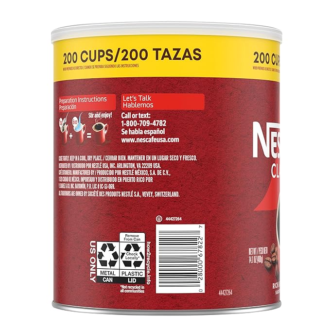 NESCAFÉ CLÁSICO Instant Coffee, Dark Roast Coffee, 1 Canister (14.1 Oz)