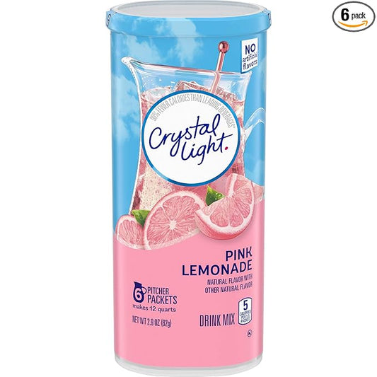 Crystal Light Pink Lemonade Drink Mix, 12-Quart 2.9-Ounce Canister (Pack Of 6)