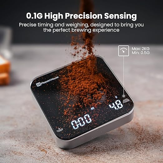 Maestri House Mini Coffee Scale Barista Kit with 100g Calibration Weight & Carrying Case, Rechargeable Espresso Scale with Timer, 0.1g Precision 2kg Kitchen Scale, Portable for Pour Over & Travel