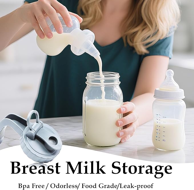 32 Oz Glass Mason Jar Pitchers With Pour Lid 1 Quart Wide Mouth Breast milk Storage Jug Container For Fridge Coffee Creamer Iced Sun Tea Juices Lemonade Airtight