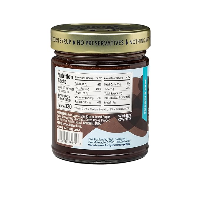 Sunday Night Sea Salt Chocolate Sauce -Luxury Chocolate Gift, Gluten-Free, Pure Clean Ingredients, No Preservatives - 10oz