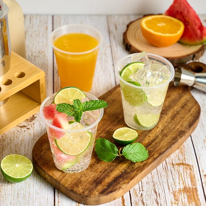 Turbo Bee 1000 Pack 12oz Plastic Cups,Disposable Clear Drinking Cups,Hot and Cold Drink Container for Water, Juice, Soda,Coffee