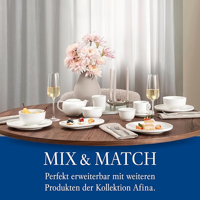 Villeroy & Boch Afina Milk Pitcher, for Milk, Cream and Sauces, Premium Porcelain, Made in Germany, Dishwasher and Microwave Safe, White, 7.5 oz Capacity