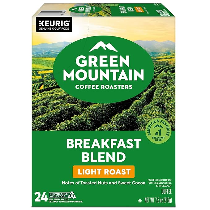 Green Mountain Coffee Roasters Breakfast Blend Single-Serve Keurig K-Cup Pods, Light Roast Coffee, 96 Count