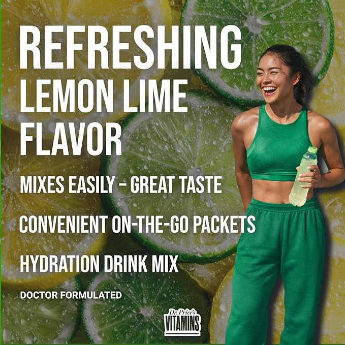 Dr. Price’s Electrolytes Powder Packets – Lemon Lime, 60 Packets | Sugar Free Electrolytes | Hydration Drink Mix, 72+ Trace Minerals, Keto Electrolytes, Vegan, Doctor-Formulated, Made in USA