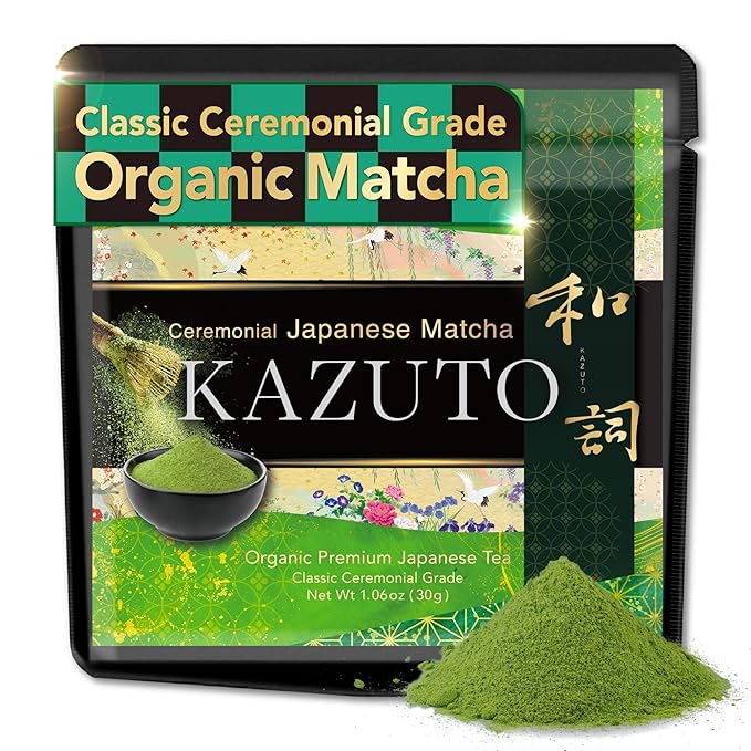 Kazuto Classic Ceremonial Grade Matcha Green Tea Powder - Premium First Harvest Single Origin USDA Organic Gluten-Free Vegan, 100% Pure Unsweetened No Additives from Shizuoka (1.06oz, Classic)