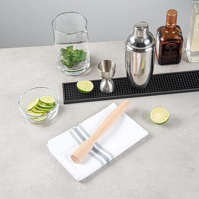 Restaurantware Bar Lux 9.75 Inch Cocktail Muddler 1 Break-Resistant Drink Muddler - Streamlined Design Durable Natural Wood Bar Muddler Crush Herbs Spices And Berries