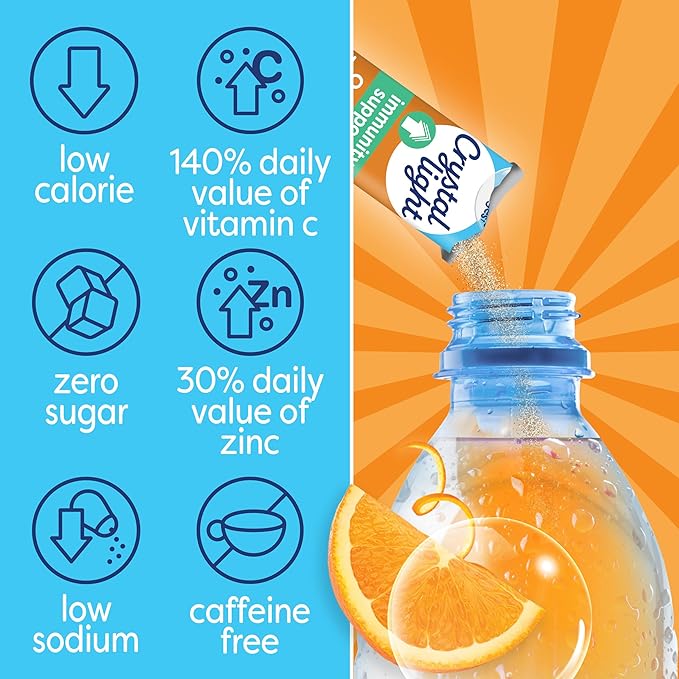Crystal Light Immunity Support Orange Tangerine natural flavor with other natural flavor Powdered Drink Mix, .07 oz Packets, 10 per Box