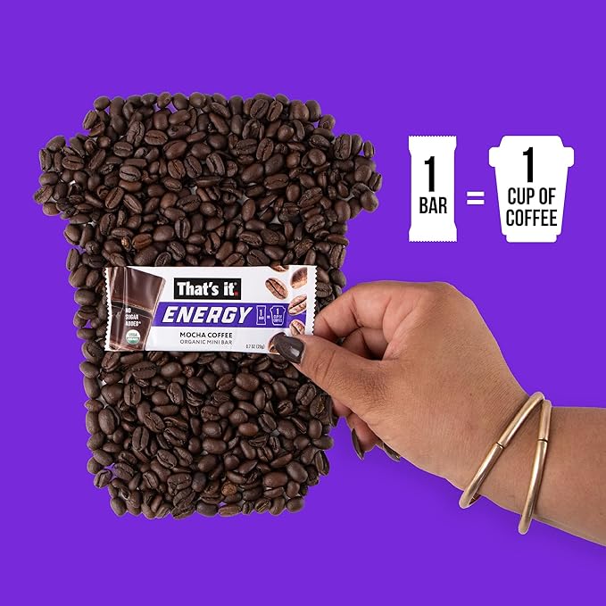 That's it. Organic Energy Coffee Mini Bars - Mocha Coffee (1 Mini Bar = 1 Cup of Coffee) Grab and Go, No Added Sugars, Non-GMO, Caffeine Power Snack, Kosher, Allergy Friendly (Mocha Coffee - 15 Pack)
