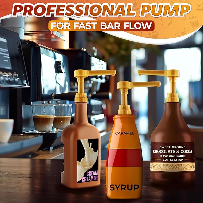 2 Pcs Sauce Pump Dispenser – Compatible with Torani, Davinci (64oz), and Ghirardelli (87-90oz) Bottles | Pump for Coffee Syrup Bottle 0.5oz Each Press – Adjustable Long Tube & Lockable Design
