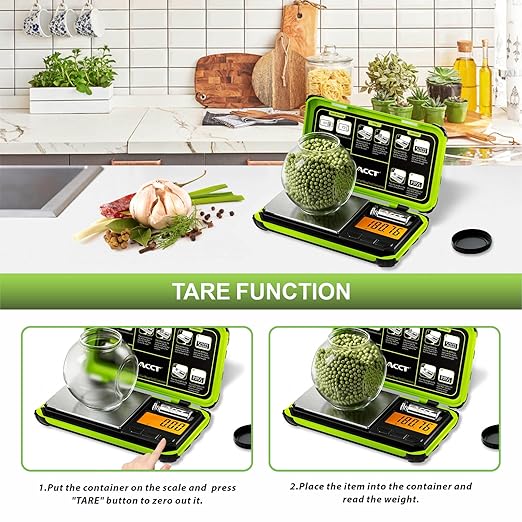 ACCT Precision Pocket Scale, 200gx0.01g Jewelry gram Scale, Digital Food Scale with LCD Display, one-Click Conversion 6 Units, Mini Scale for Weed/Kitchen/Powder/herb/Coins(Battery Included)