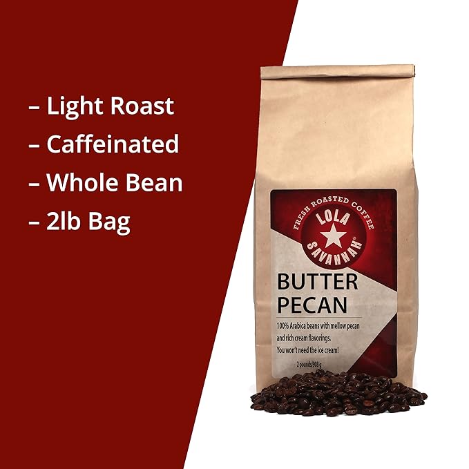 Lola Savannah Butter Pecan Whole Bean Caffeinated Coffee, 2lb