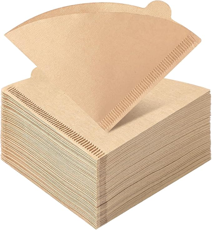 200 Count Cone Coffee Filters, Size 02 Natural Brown Pour Over Coffee Filters Paper, V02 Unbleached Disposable Paper Filters Compatible with Pour Over and Drip Coffee Maker(2-4 Cups)