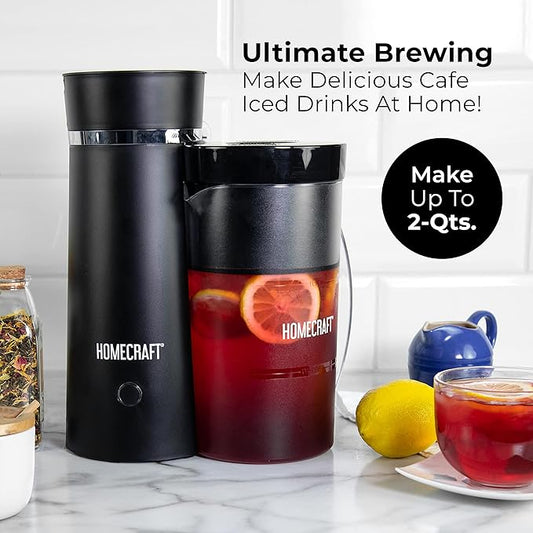 Homecraft Electric Iced Tea Maker for Sweet Tea and Cold Brew Coffee, Double Insulated Pitcher, Black, Small
