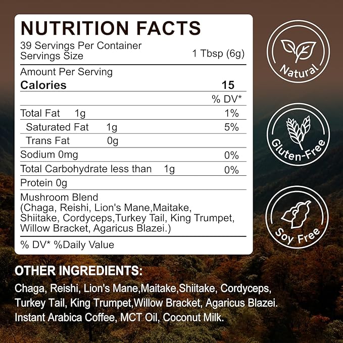 Mushroom Coffee (235g Supersize), 10 Superfood Mushrooms Blend for Energy, Recovery & Focus, Organic Instant Coffee Powder with Lion’s Mane, Reishi, Chaga, Cordyceps, 8.28 OZ