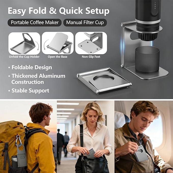 KAGWON Foldable Universal Electric Travel Coffee Machine Stand, Portable Espresso Maker Stand, Lightweight Pour Over Coffee Stand, Easy to Carry & Ready to Use