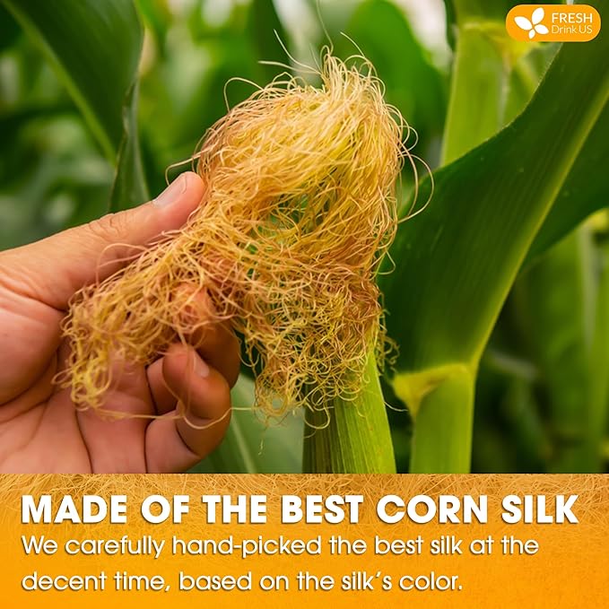 FreshDrinkUS, Premium 75 Tea Bags Corn Silk Tea, 100% Natural & Pure from Corn Silk. Herbal Tea. Clean Ingredients. Made with Natural Material Tea Bags. No Sugar, No Caffeine, Vegan.