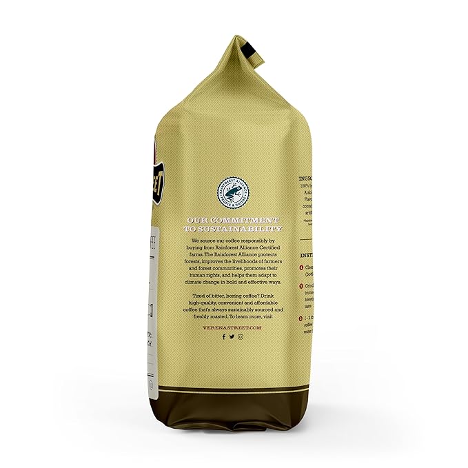 Verena Street 2 Pound Whole Bean Coffee, Dark Roast, Nine Mile Sunset, Rainforest Alliance Certified Arabica Coffee