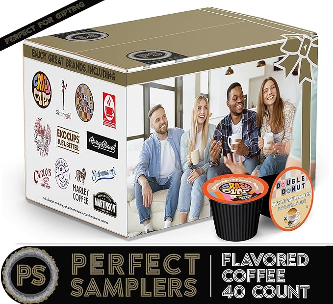 Crazy Cups Flavored Coffee Pods Variety Pack for Keurig K Cups Brewers, Assorted Flavored Coffee Sampler, 40 Count