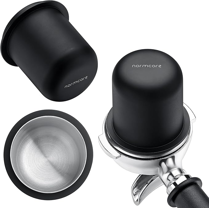 Normcore 58mm Dosing Cup - Espresso Coffee Dosing Cup Compatible with 58mm Portafilter - Non-stick coating Black - 304 Stainless Steel - Espresso Machine Accessory - Tall Version