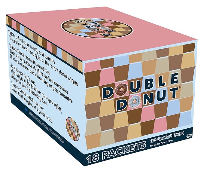 Double Donut Coffee Gingerbread Spice Hot Chocolate Mix Packets, Flavored Gingerbread Hot Cocoa Mix, 18 Count