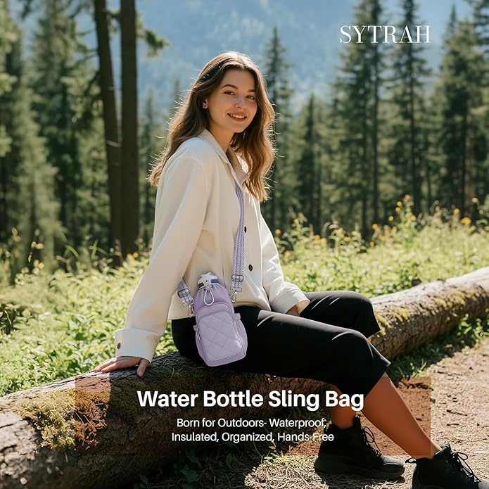 Water Bottle Bag Crossbody，Insulated Water Bottle Purse Crossbody Water Bottle Holder with Strap 40 oz