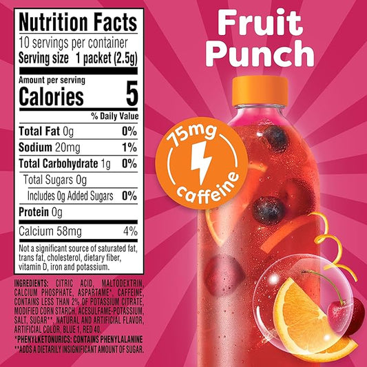 Crystal Light Energy Boost Fruit Punch Drink Mix, 10 ct On-the-Go Packets