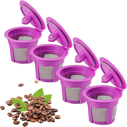 Haetyly 4 Pack Reusable K Cups Coffee Filters, Compatible with Keurig Brewers 1.0 and 2.0Coffee Makers - Universal Kcup Filters