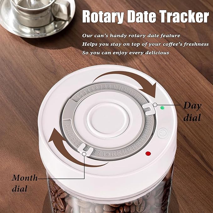 Electric Airtight Coffee Vacuum Canister, Vacuum Seal Jars for Coffee Bean Storage, Automatic Vacuum Seal Containers for Ground Coffee-Keeps Coffee Fresh with Electric Air Extraction Technology 1350ml