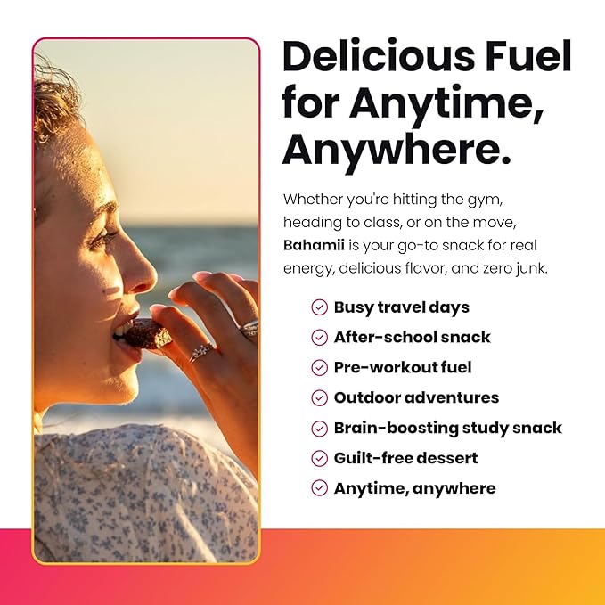 Bahamii Snack Bars, Made with Dates & Nuts, Healthy Snacks, Gluten Free, Good Source of Fiber, Only 7 Ingredients, For Kids & Adults, No Artificial Sweeteners, Dairy Free, 4 Pack, Honey Cinnamon