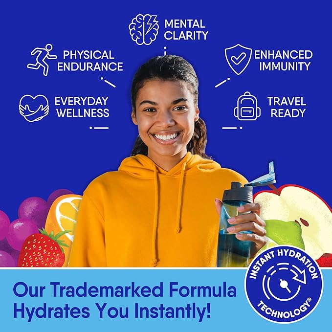 GoHydrate Instant Hydration Powder Packets - Low Sodium Electrolytes Drink Mix - Natural Hydration Support, Sugar Free Electrolyte Flavored Powder Drink with Vitamin D, 30 Packs, Grape