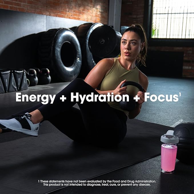 Optimum Nutrition Amino Energy Powder Plus Focus, with BCAA, Electrolytes, and Caffeine, Strawberry Burst, 65 Servings (Packaging May Vary)